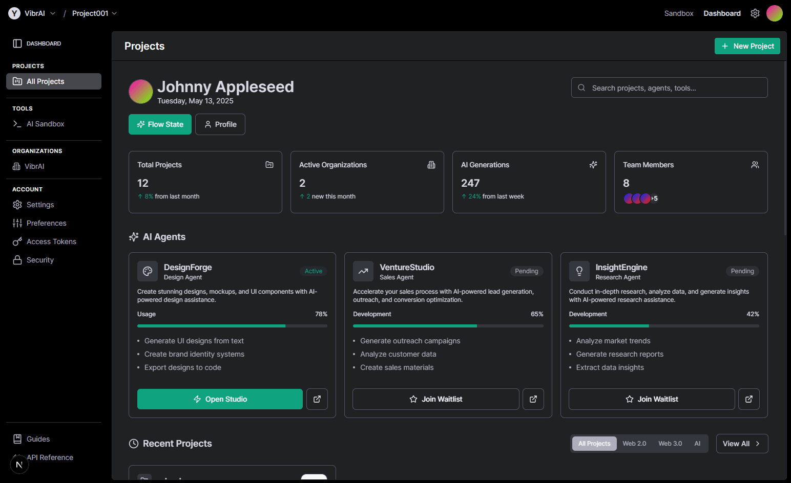 VibrAI's platform showing investor connections and AI-powered fundraising workflow